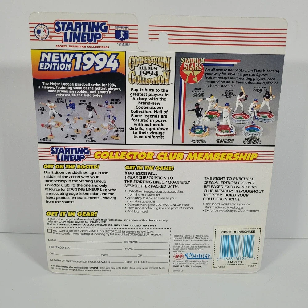 Starting Lineup 1994 Fred McGriff Atlanta Braves Extended Series Figure Kenner